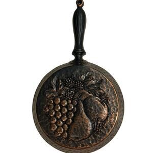 Vintage 1972 Homco Faux Hammered Copper Decorative Pan Wall Hanging 3-D Fruit